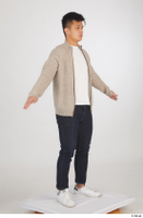  Yoshinaga Kuri blue jeans brown sweater casual dressed standing white sneakers white t shirt whole body 0016.jpg